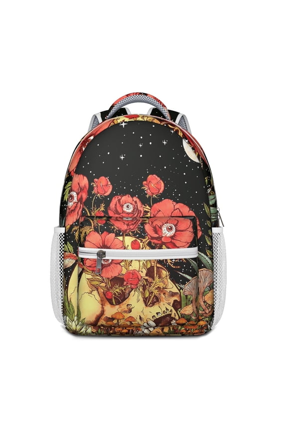 Mystical Goth School Backpack with Celestial Moon, Stars & Steampunk Art – Dark Gothic Astral Design with Lunar Constellation Pattern