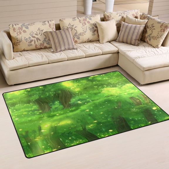 Mystical Green Forest Soft Polyester Area Rug 31''x20'', Non Slip, Memory Foam, Water Absorbent
