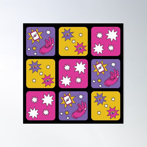 Mystical Grid Poster Wall Art, Modern Wall Decor For Living Room Bedroom, 16X16 UNFRAMED