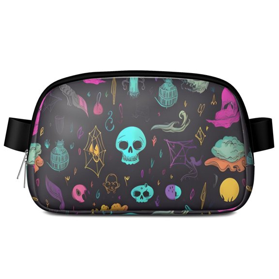 Mystical Halloween Pattern Cute Fanny Packs for Women,Travel Waterproof Crossbody Fanny Bags Waist Purse for Women Anti Theft Adjustable Strap for Running Travel Cycling