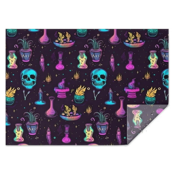 Mystical Halloween Pattern Rectangle Tablecloth 60"x84",Waterproof Polyester Rectangle Table Cloth, Wipeable Spillproof Polyester Tablecloth for Dining, Camping, Indoor and Outdoor
