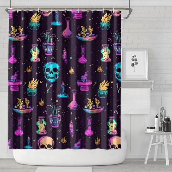 Mystical Halloween Pattern Shower Curtain 84"x72" ,Bathroom Decorative Shower Curtains Set with 12 Hooks,Modern Waterproof Washable Shower Curtain