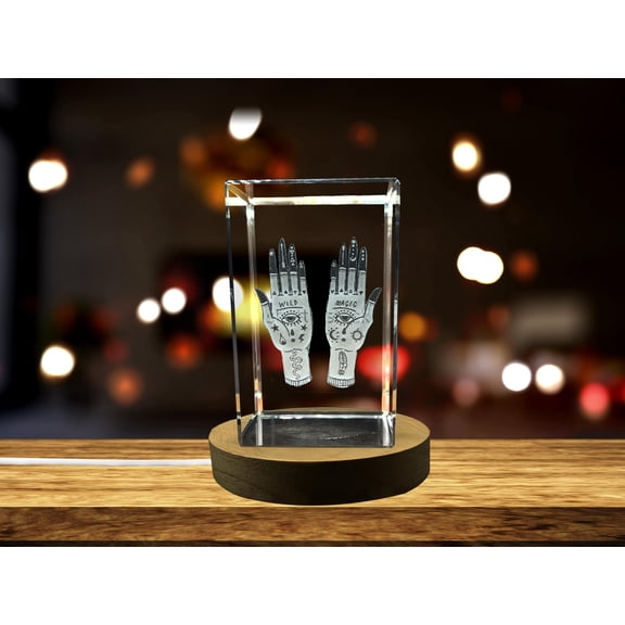 Mystical Hands Art | 3d Engraved Crystal Keepsake | 3d Crystal Photo Gift | Clear - Ab Crystal Collection