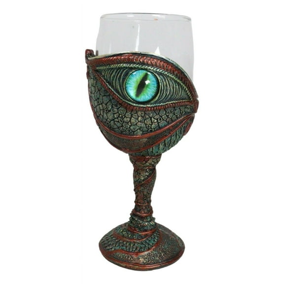 Mystical Horus Wedjat Gaze Eye Of The Dragon Scales Wine Glass Goblet Chalice