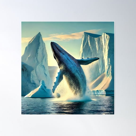 Mystical Humpback Whale Arctic Legends Poster Wall Art, Modern Wall Decor For Living Room Bedroom, 24x24 UNFRAMED