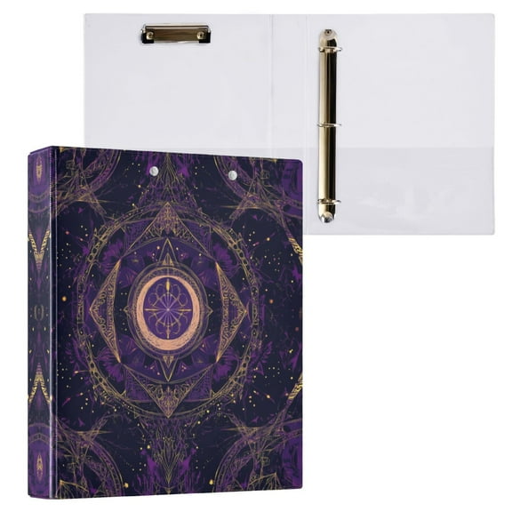 Mystical Lines Pattern 3 Ring Hardcover Binders 1.5in Round Rings for Letter-Size Folder Paper Organizer Pockets for Office Student Recipe