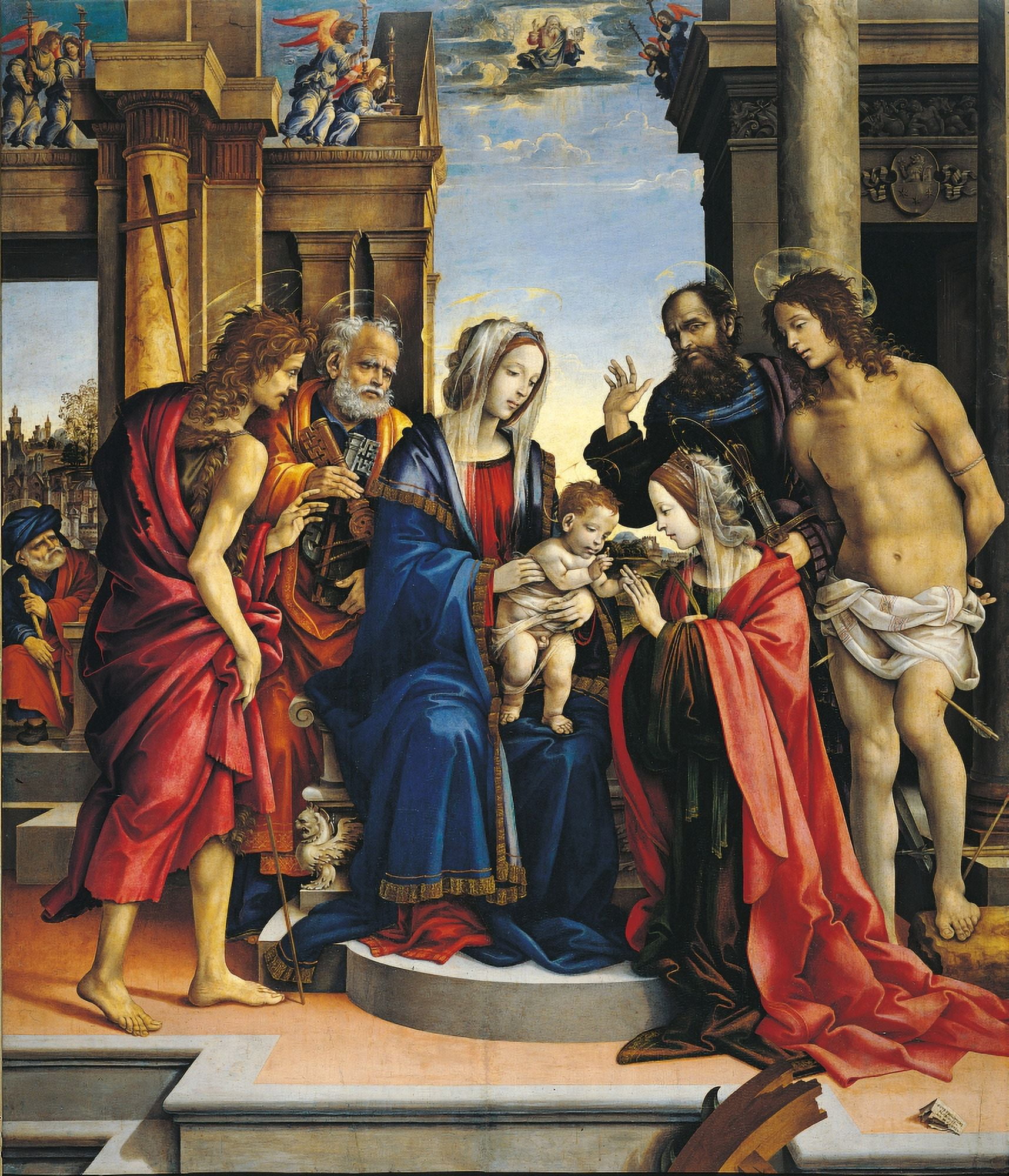 Mystical Marriage Of St Catherine With Sts Paul Canvas Art - (18 x 24)