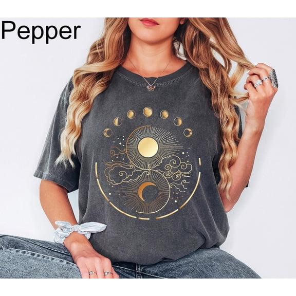 Mystical Moon Phase Shirt, Celestial Shirt, Boho Mystical Moon And Sun Tee, Boho Moon, Spiritual Moon Women Clothing Gifts