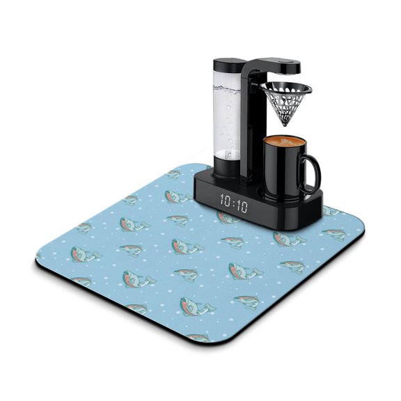 Mystical Moon & Stars Coffee Mat - Non-Slip Counter Protector with Fantasy Fish Illustration