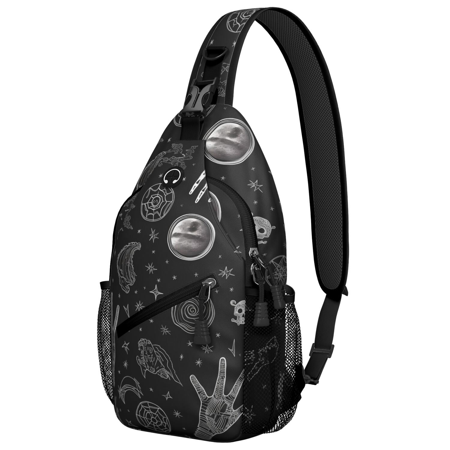 Mystical Moon and Starry Sky Chest Bag Solar and Lunar Eclipse Shoulder Backpack Anti-Theft Design & Lightweight for Commuting