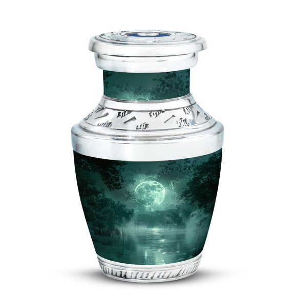 Mystical Moonlight Shrouding the Enchanted Forest - Miniature Memorial Urn for Human Ashes - Cremation Keepsake - Funeral Ashes Urn - Memorial Gifts - 3 Inch, 1 Pc