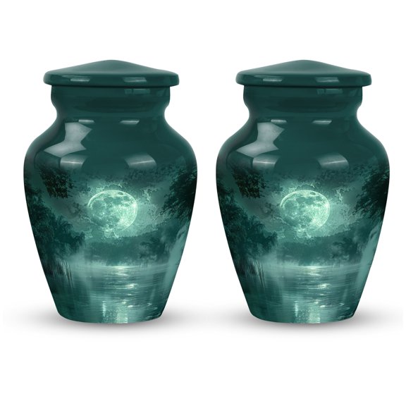 Mystical Moonlight Shrouding the Enchanted Forest - Unique Small Urn for Adult Memorials - Miniature Keepsake for Human Ashes - Classic Urn - Memorial Gifts - 3 Inch, Set Of 2