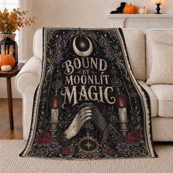 Mystical Moonlit Magic Couple, Mystical Celestial Art Scene, Warm Flannel Blanket for Sunroom and Reading Nook, Celestial Art Lovers Valentine's Day Gift, Celestial Home Decor