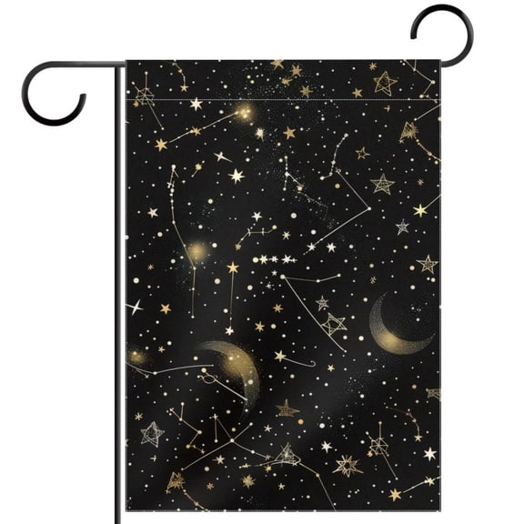 Mystical Night Sky Constellations Garden Flag Double Sided House Flag for Outdoor Home, Personalized All Year Round Yard Decor 12 x 18 Inch