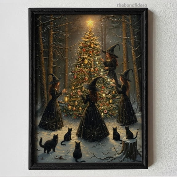 Mystical Noel Tree Wall Art Poster, Winter Forest Magic Noel Tree Poster, Cozy Gothic Festive Home Decor UNFRAMED PAPER POSTER, Home Decor, Vintage Gift, Living Room Dercor