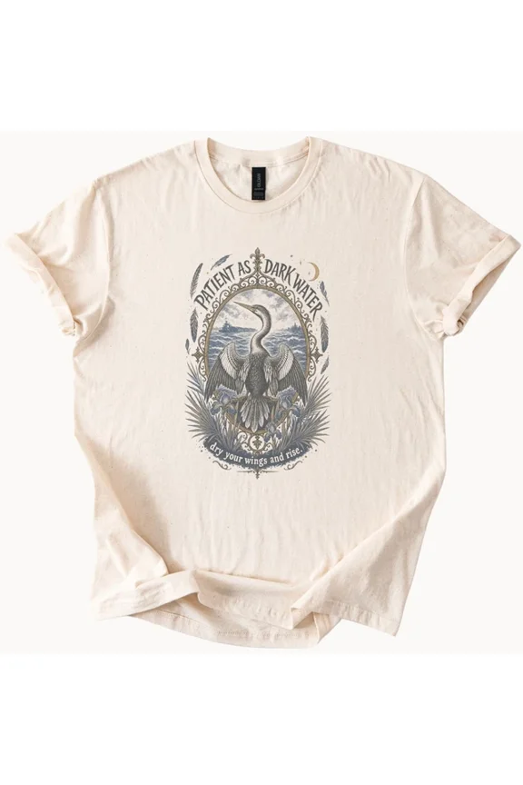 Mystical Ocean Boho Tee With Engraved Bird Design Size S-5Xl Heygategoo Tee