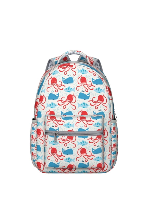 Mystical Ocean Shark Student Backpack Waterproof Scratch-Resistant School Bag with Watercolor Shark Artwork, Comfortable Adjustable Straps, Perfect for Travel and Outdoor Activities