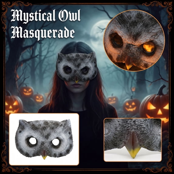 Mystical Owl Mask for Halloween Carnival Party Costume Prop Realistic Bird Animal Face Mask for Adults Cosplay Masquerade Accessories Forest Theme Mask