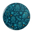 thumbnail image 1 of Mystical Owl Pattern with Butterflies Dragonflies Leaves Flowers Pinback Button Pin, 1 of 5