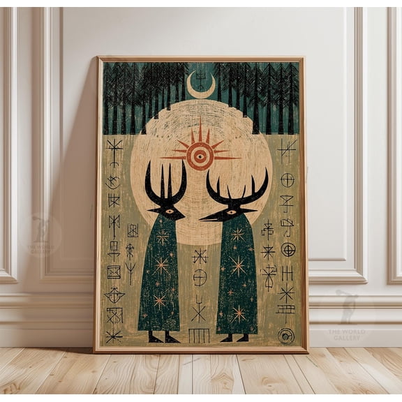 Mystical Pagan Poster, Nordic Folk Wall Art, Paper Print, Poster Only