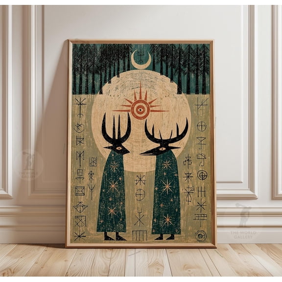 Mystical Pagan Poster Nordic Folk Wall Art Paper Print
