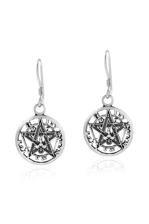 Mystical Pentacle .925 Wiccan Magic Sterling Silver Dangle Earrings | Earrings for Women | Sterling Silver Earrings | Dangle Earrings For Women