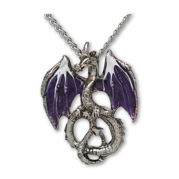 Mystical Purple Dragon Medieval Renaissance Pendant Necklace by Real Metal NK-589P