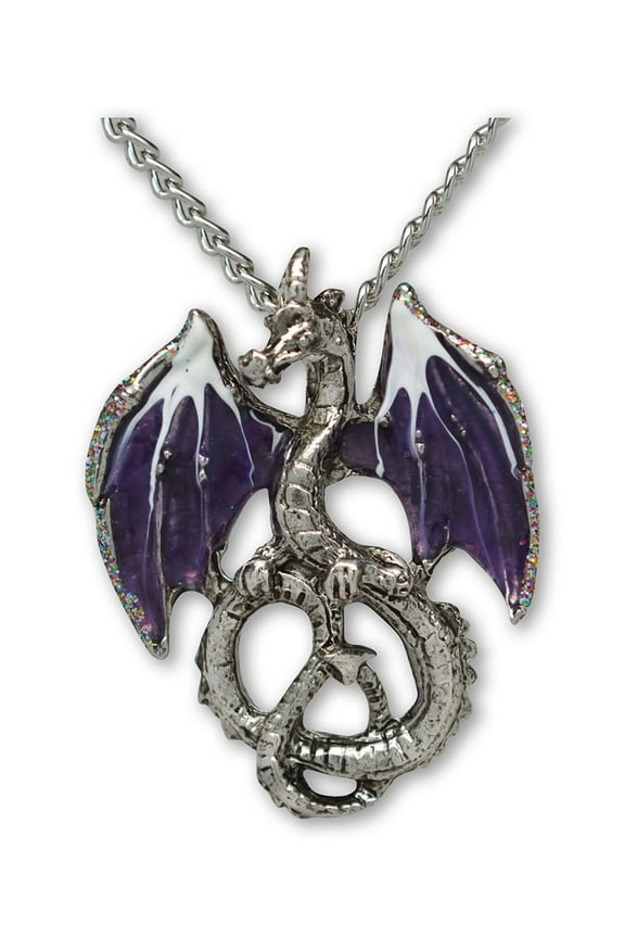 Mystical Purple Dragon Medieval Renaissance Pendant Necklace by Real Metal NK-589P