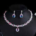 thumbnail image 1 of Mystical Rainbow CZ Oval Leaf Shape Silver Plated Necklace Earrings Jewelry Set&nbsp;, 1 of 8