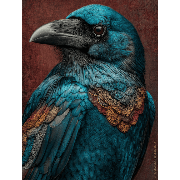Mystical Raven Canvas Art, Black Crow Portrait, Gothic Bird Home Wall Decor
