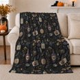 thumbnail image 1 of Mystical Ravens Potions Botanical Art, Festive Halloween Scene, Warm Flannel Blanket for Living Room and Reading Nook, Art Lovers Halloween Gift, Festive Home Decor, 1 of 9
