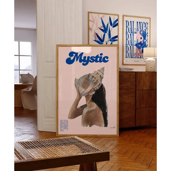 Mystical Retro Wall Art Poster Aesthetic Seashell Esoteric Trendy Art, Unframed Size 12x18