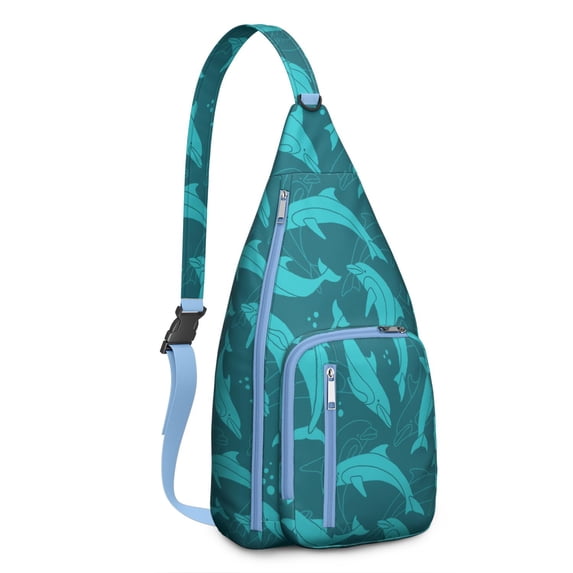 Mystical Sea Creature Sling Backpack - Shark & Dolphin Abstract Art Print (Ocean Lover Special)