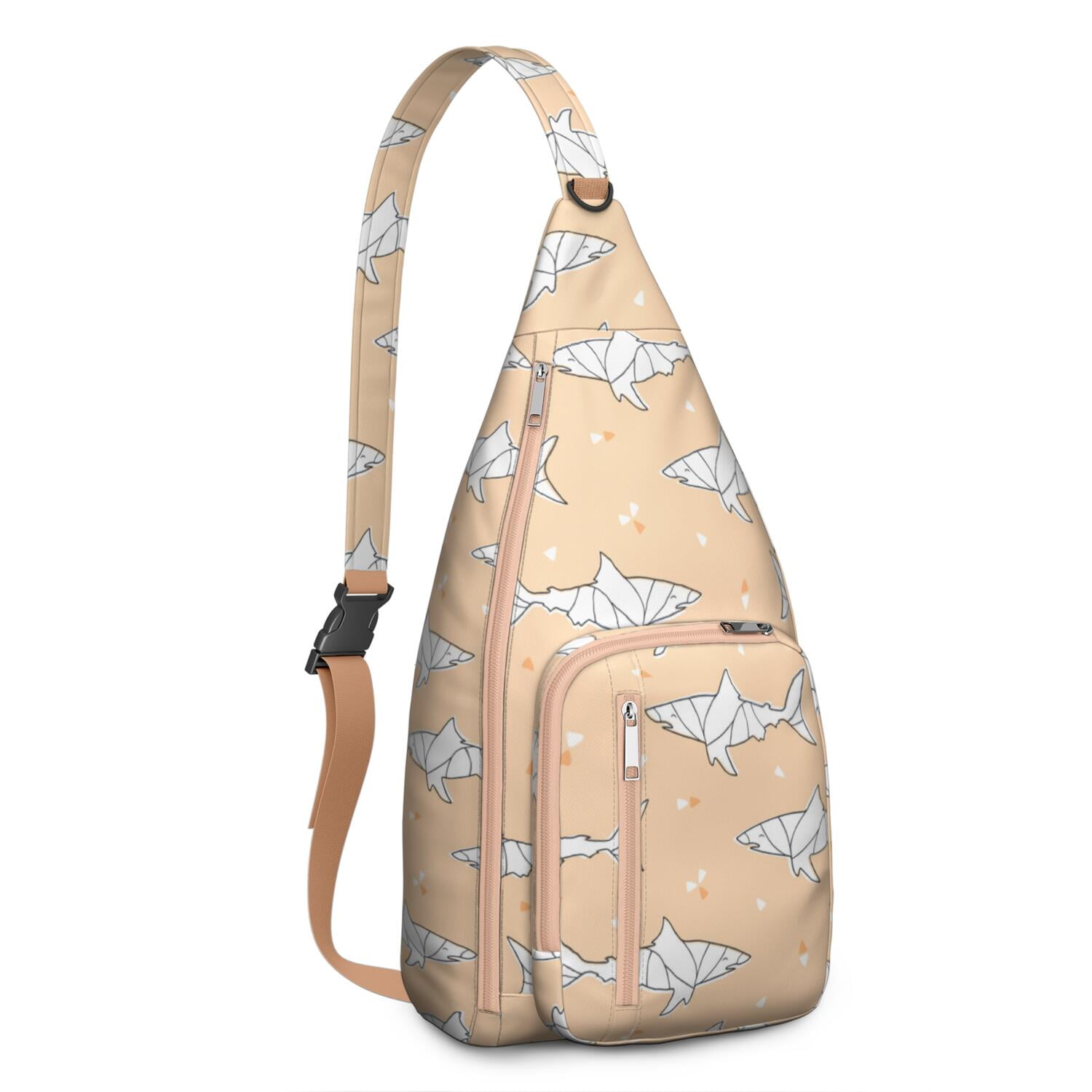 Mystical Sea Creature Sling Backpack&nbsp;- Shark & Dolphin Abstract Art Print (Ocean Lover Special)