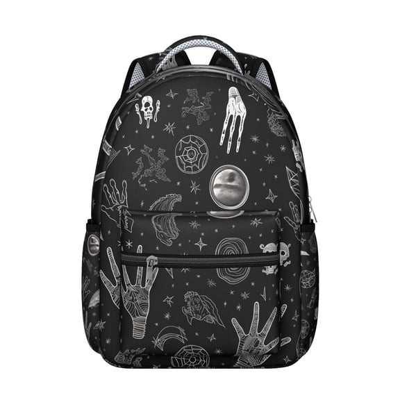 Mystical Solar Eclipse Student Backpack Waterproof Scratch-Resistant School Bag with Gothic Astronomical Elements, Adjustable Straps, Large Capacity for Outdoor and Daily Commuting