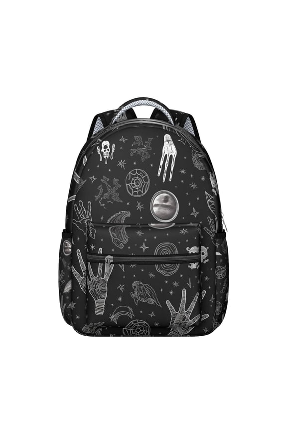 Mystical Solar Eclipse Student Backpack Waterproof Scratch-Resistant School Bag with Gothic Astronomical Elements, Adjustable Straps, Large Capacity for Outdoor and Daily Commuting