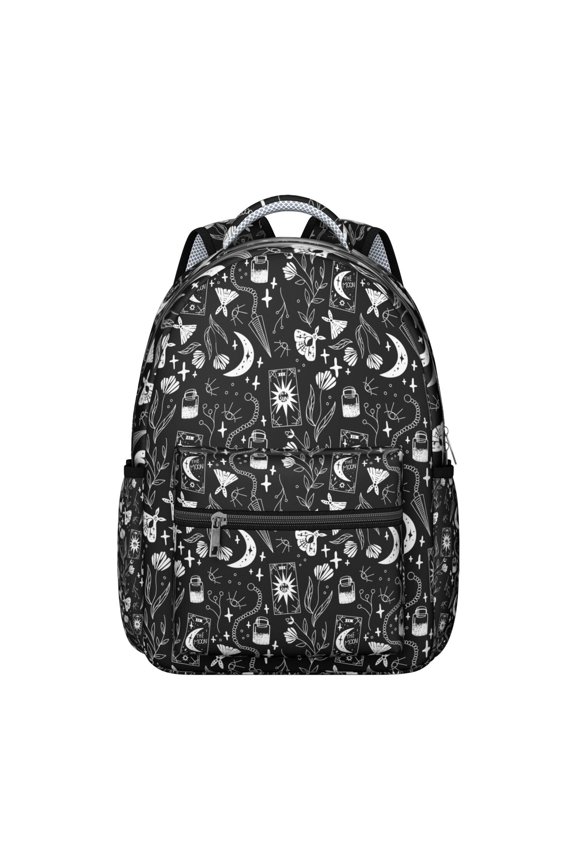 Mystical Solar Eclipse Student Backpack Waterproof Scratch-Resistant School Bag with Gothic Astronomical Elements, Adjustable Straps, Large Capacity for Outdoor and Daily Commuting