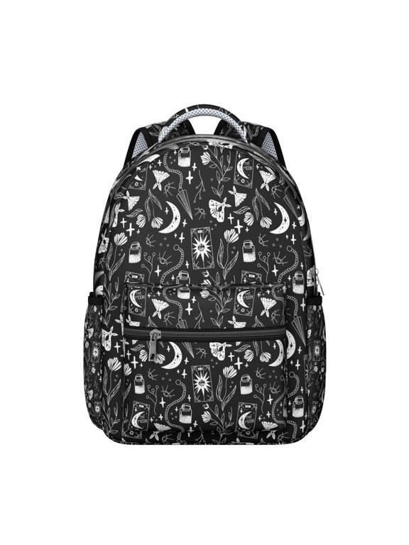 Mystical Solar Eclipse Student Backpack Waterproof Scratch-Resistant School Bag with Gothic Astronomical Elements, Adjustable Straps, Large Capacity for Outdoor and Daily Commuting