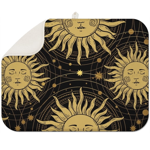 Mystical Star and Moon Kitchen Mat - Quick Dry Microfiber, Multipurpose & Space-Saving Design