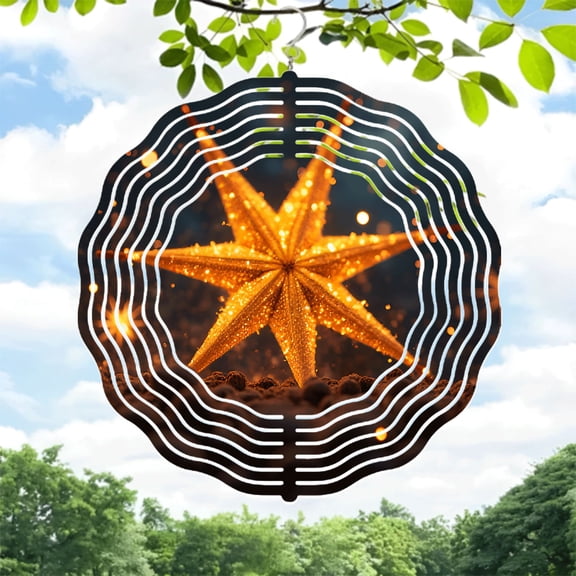 Mystical Starfish Metal Wind Spinner & Chime - Glittering Design with Wave Patterns for Enchanting Yard & Garden Decor