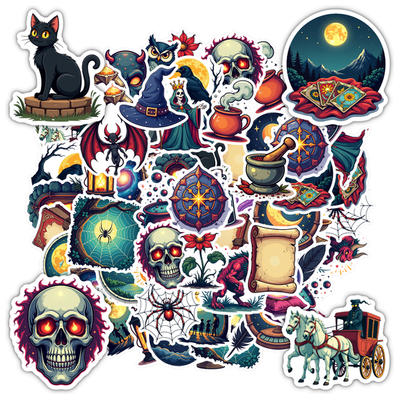 Mystical Stickers Stationery Magical Kids Stickers Witchcraft PVC Sticker Children Stickers for Laptops Notebooks Suitcases