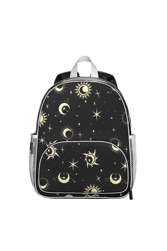 Mystical Student Backpack – Gothic Celestial Moon And Star Steampunk Cosmic Lunar Eclipse Astral Sky Sunburst Pattern