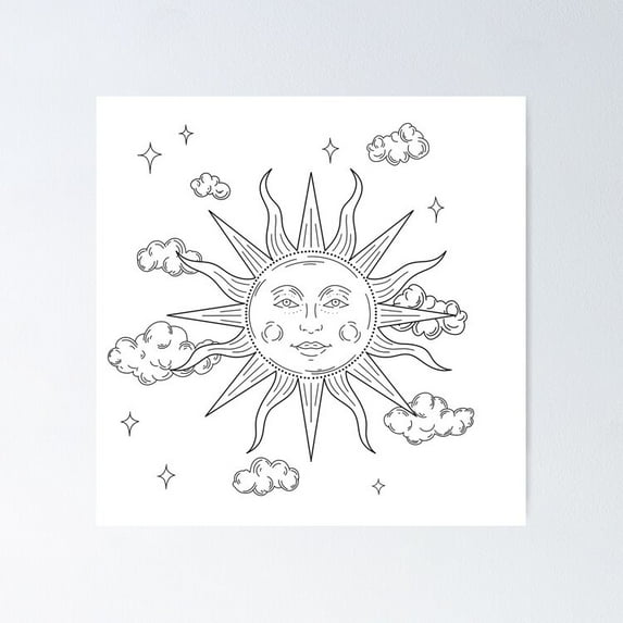 Mystical Sun And Clouds Poster- Unframed Poster | Wall Art | Perfect For Home Decor & Gifts, 16x24