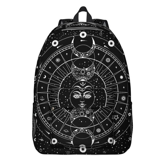 Mystical Sunburst and Solar Eclipse Print Travel Backpack – Lightweight Oxford Backpack with Comfortable Carrying and Anti-theft Features for Daily Use, School, and Campus Commuting