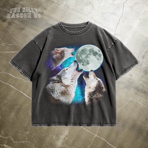 Mystical Three Wolves Moon Shirt, Cosmic Nature Wildlife Graphic Tee, Celestial Wolf T-Shirt, Howling Wolf Shirt For Animal Lovers BLACK Unisex S-5XL Hot Trending Shirt, Vintage Birthday Gift