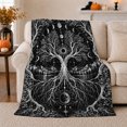 thumbnail image 1 of Mystical Tree Of Life decorative theme Art, Peaceful Mountain Lake Scene, Warm Flannel Blanket for Cabin and Lodge with Detailed Artwork, Outdoor Lovers Camping Gift, Rustic Home Decor, 1 of 9