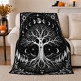 thumbnail image 1 of Mystical Tree Of Life decorative theme Illustration decorative motif, Warm Flannel Blanket for Cabin and Lodge, Peaceful Mountain Lake Scene, Outdoor Lovers autumn celebration Gift, 1 of 9