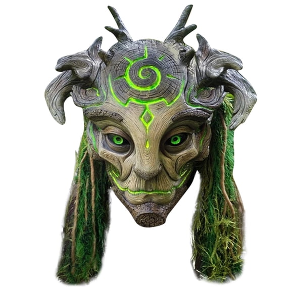 Mystical Tree Spirit Mask Forest Ent Druid Latex Over Head Costume for Adult Halloween Cosplay