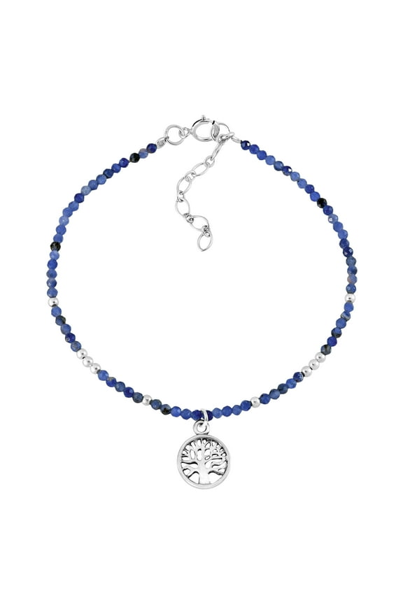 Mystical Tree of Life Blue Lapis and Sterling Silver Charm Bracelet