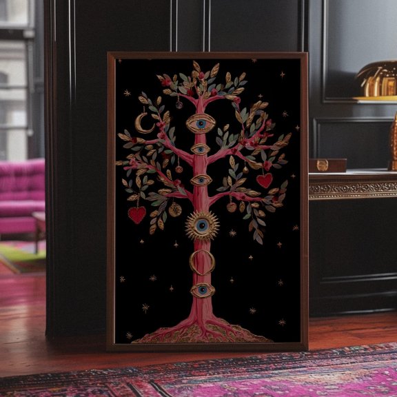 Mystical Tree of Life Print Surreal Celestial Eye Art
